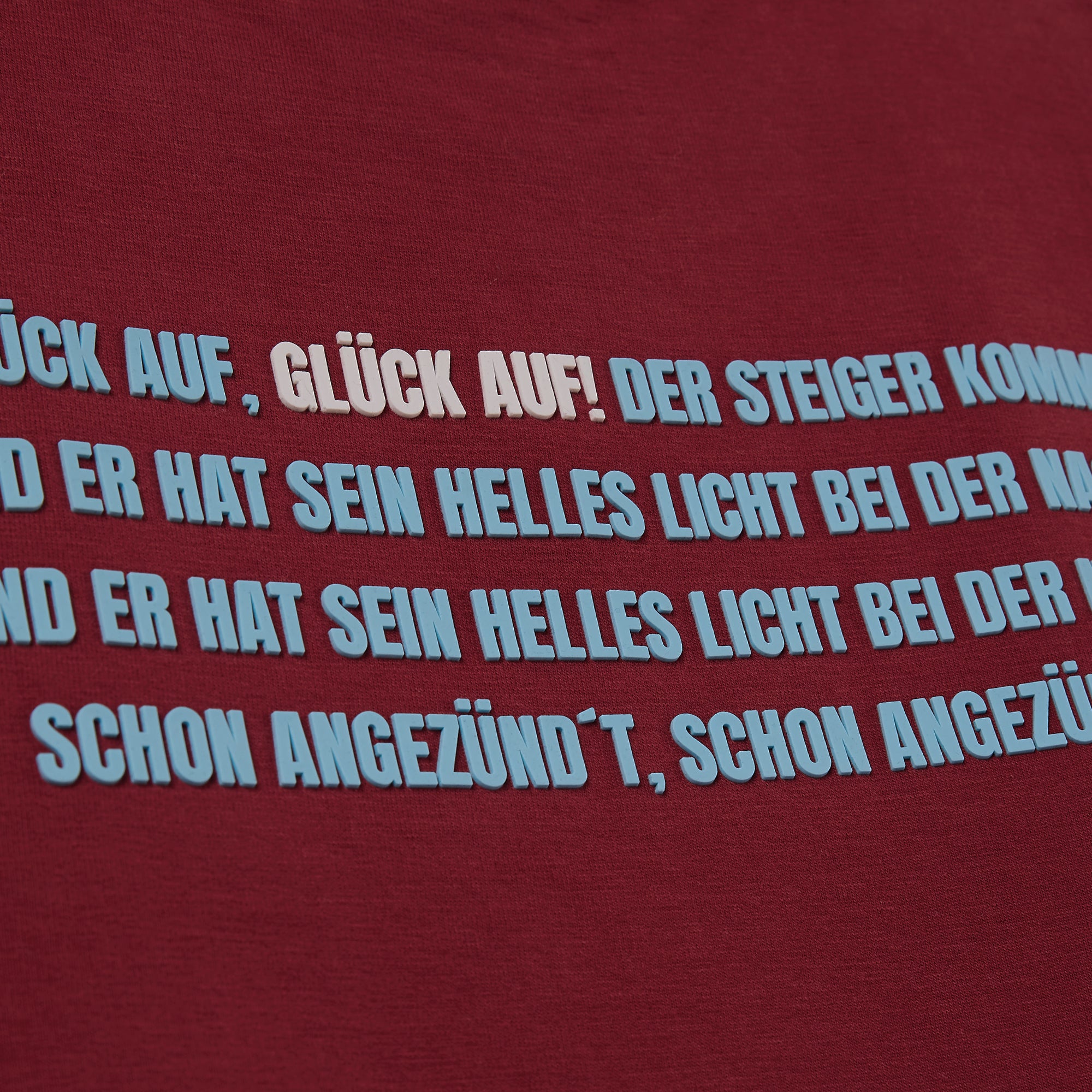 "GLÜCK AUF" Shirt Weinrot / Hellblau