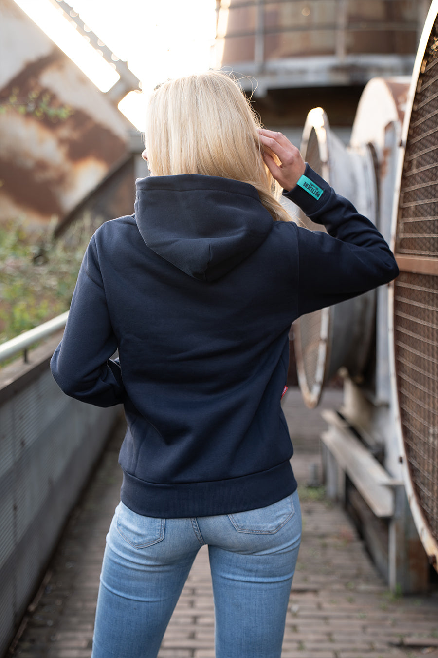 Hoodie "GLÜCK AUF" Navy / Türkis