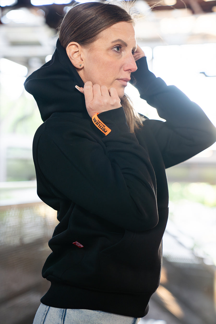 Hoodie "GKÜCK AUF" Schwarz / Orange