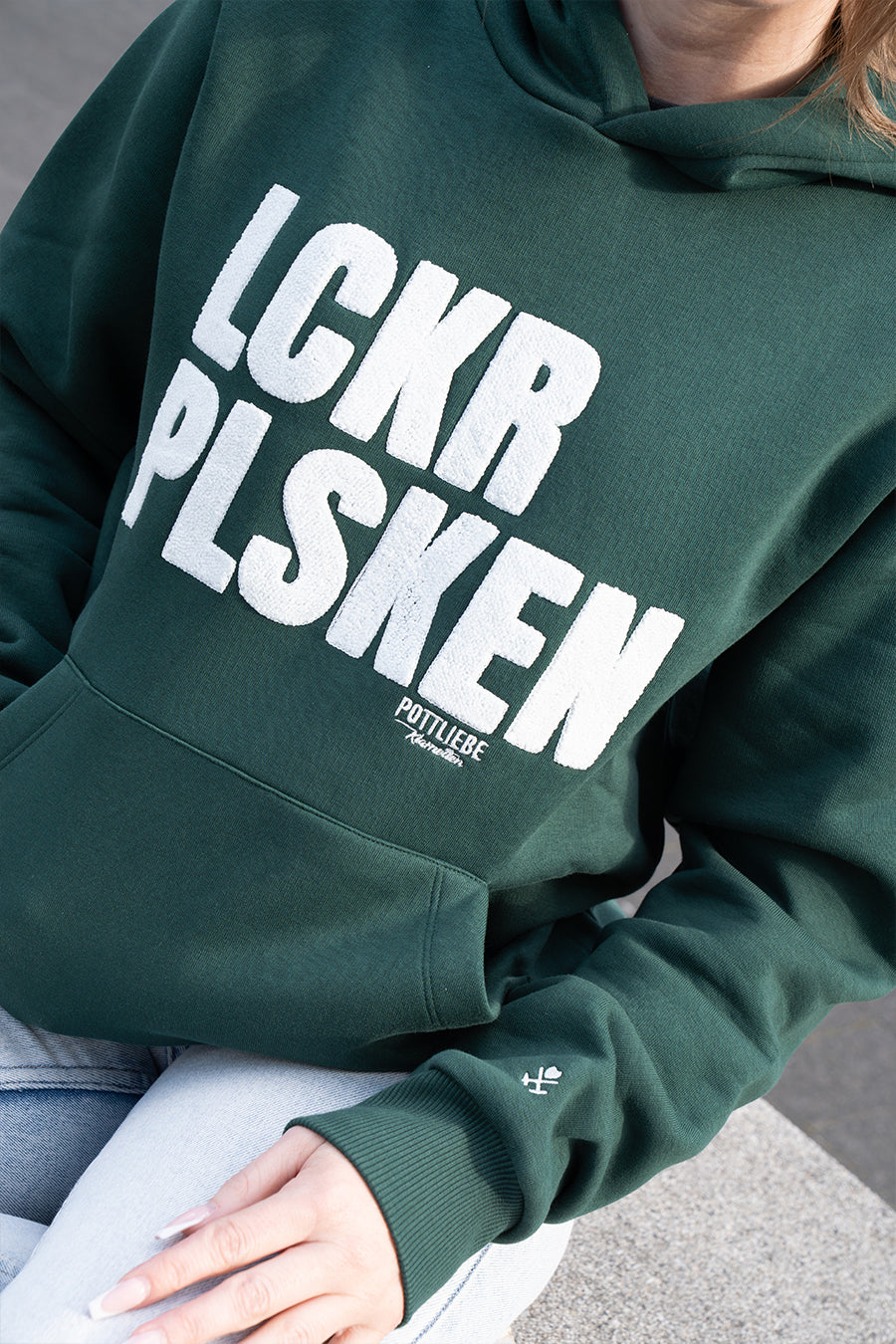 Hoodie "LCKR PLSKEN" Bottle Green