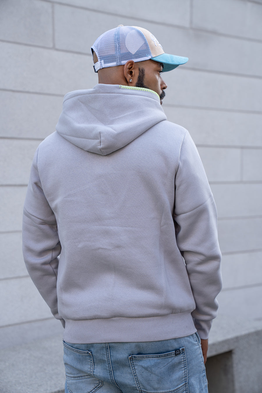Hoodie "PTTLBE" Grey / Neon Yellow
