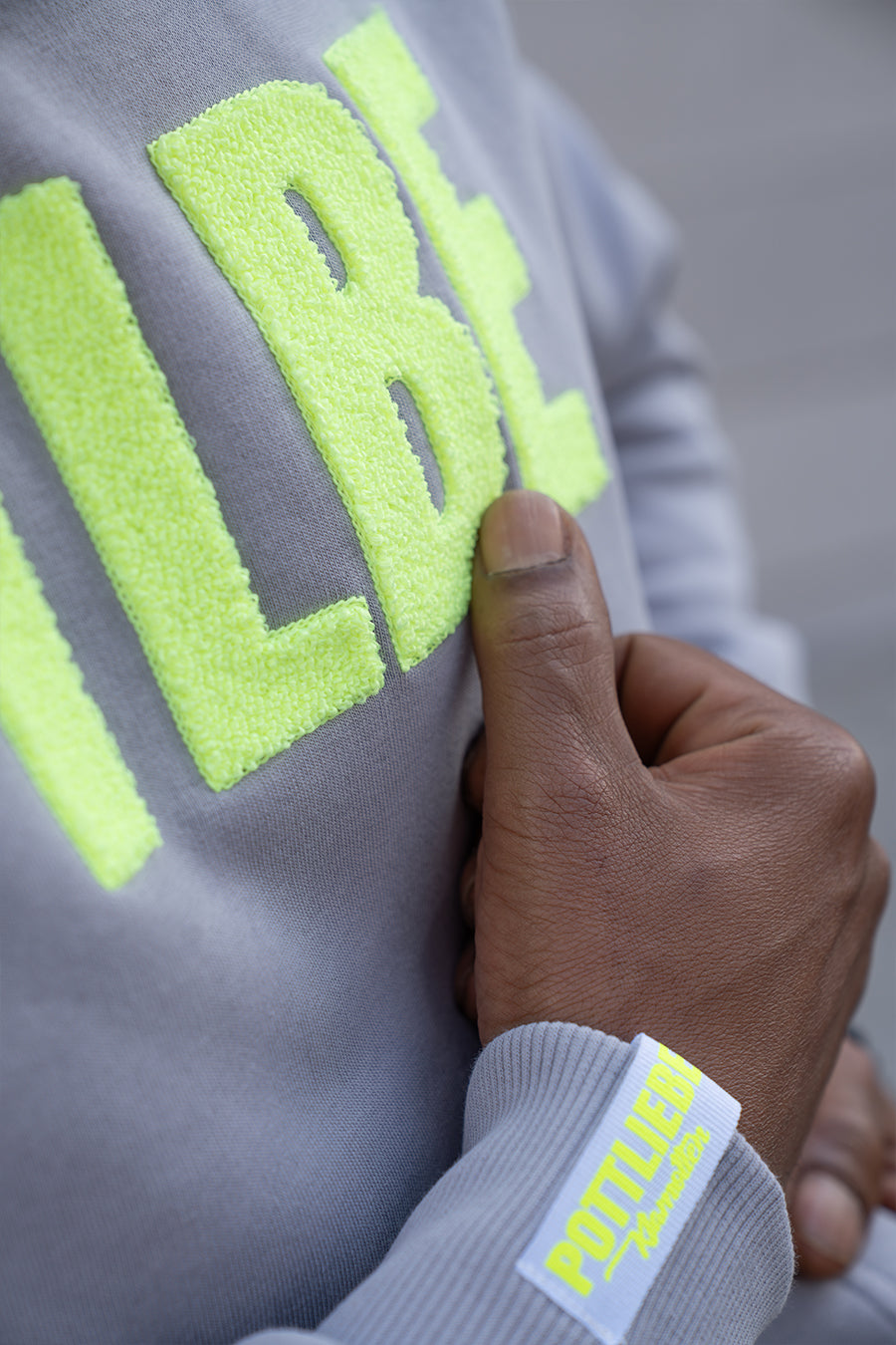 Hoodie "PTTLBE" Grey / Neon Yellow