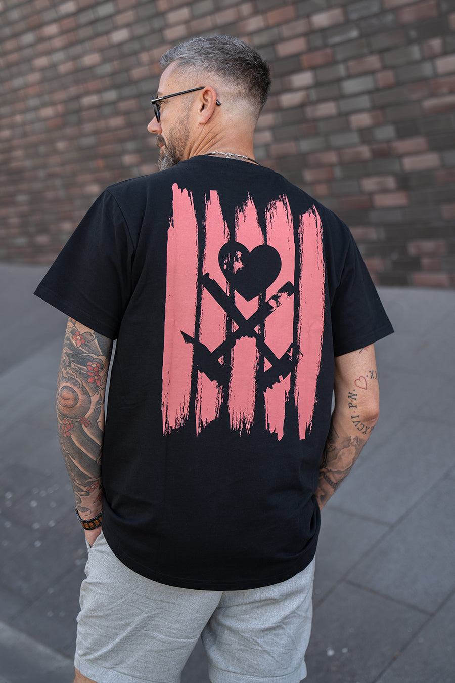 "STRIPES" Shirt black / coral