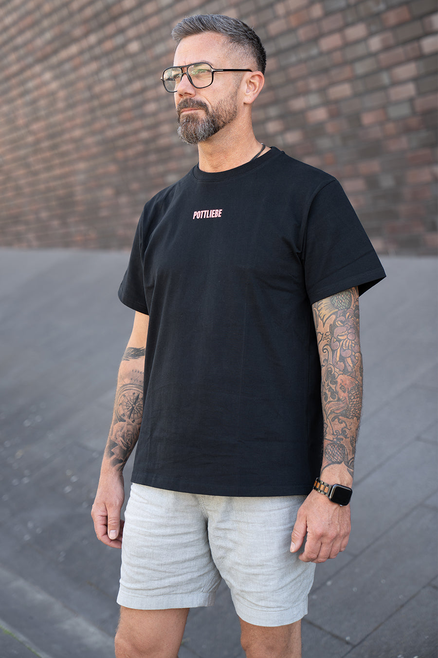 "STRIPES" Shirt black / coral