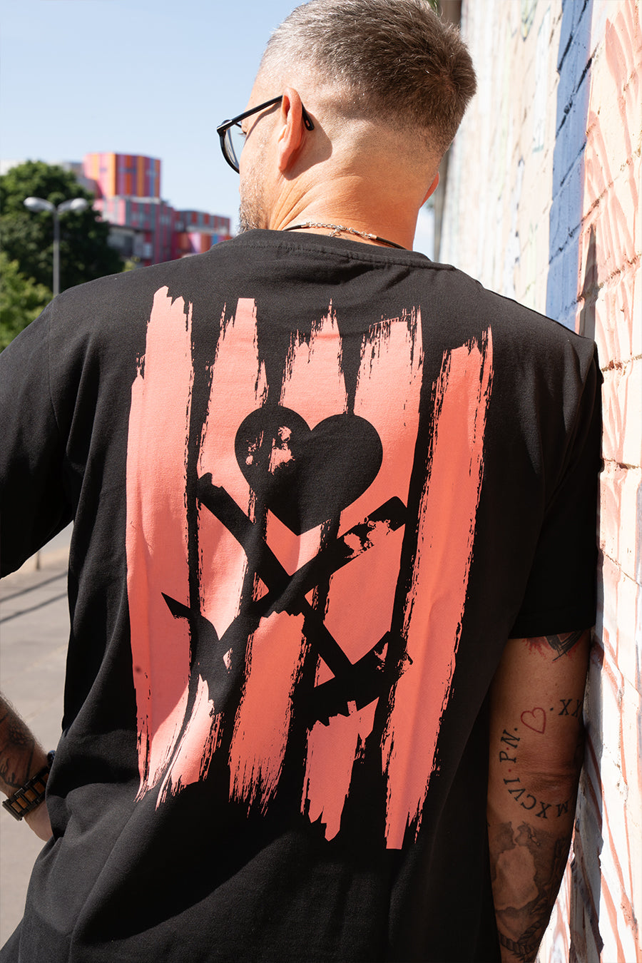 "STRIPES" Shirt black / coral