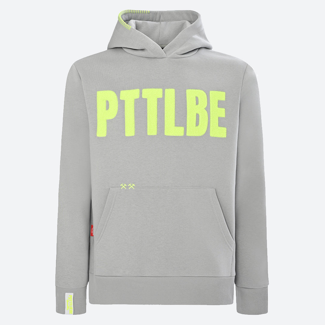 Hoodie "PTTLBE" Grau / Neon-Gelb