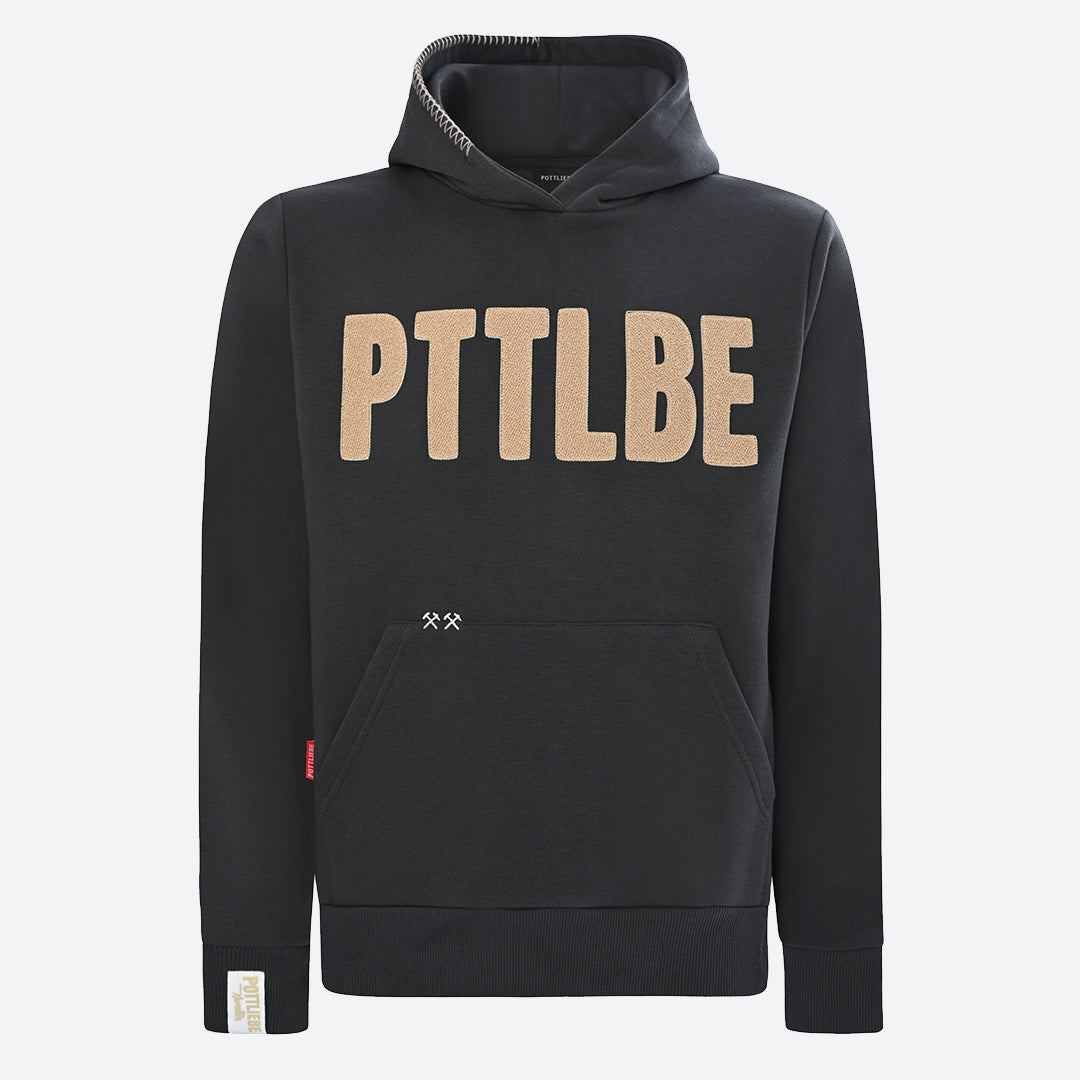 Hoodie "PTTLBE" Washedblack / Goldbeige