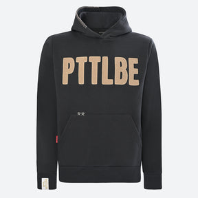 Hoodie "PTTLBE" Washedblack / Goldbeige