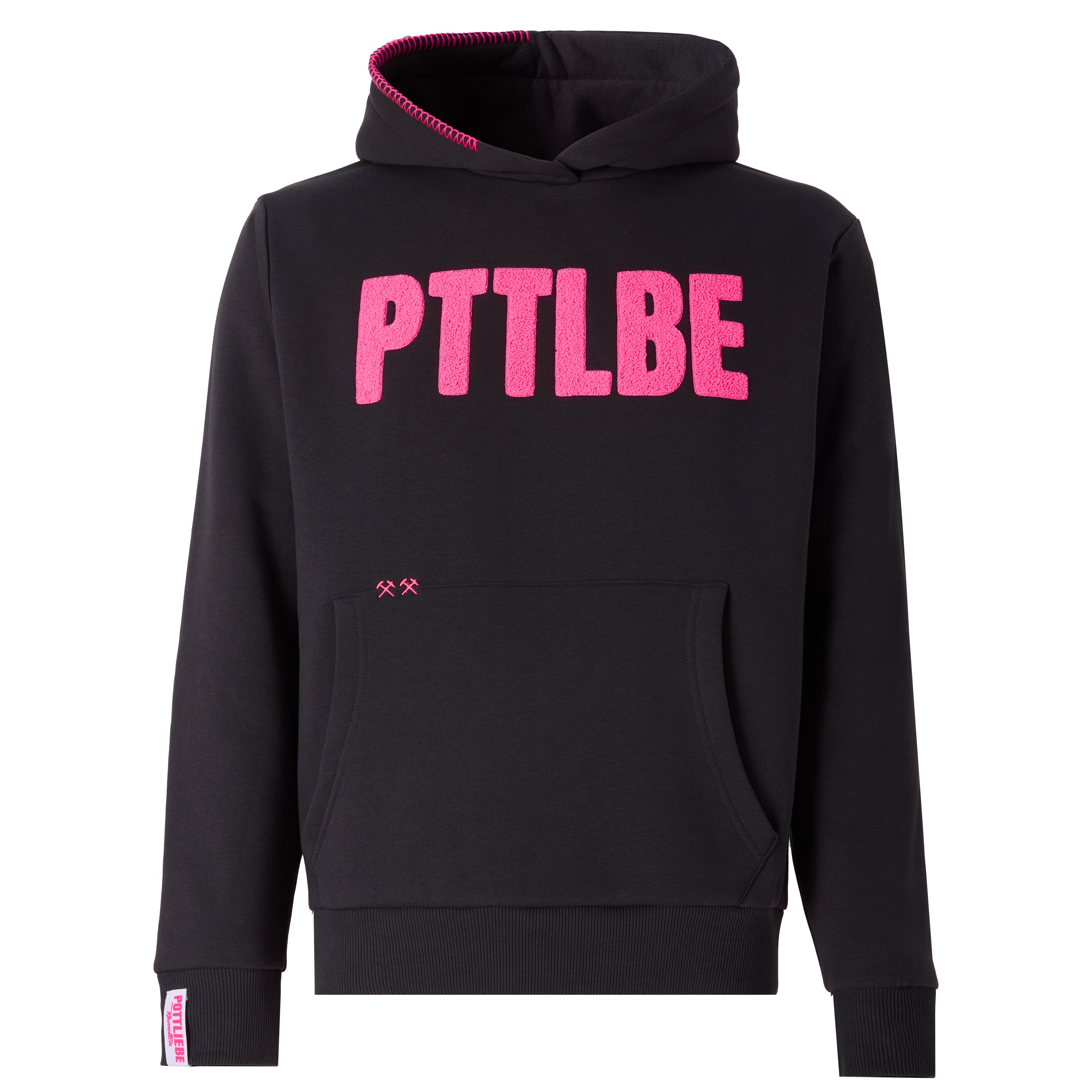 Hoodie "PTTLBE" Washedblack / Neon-Pink