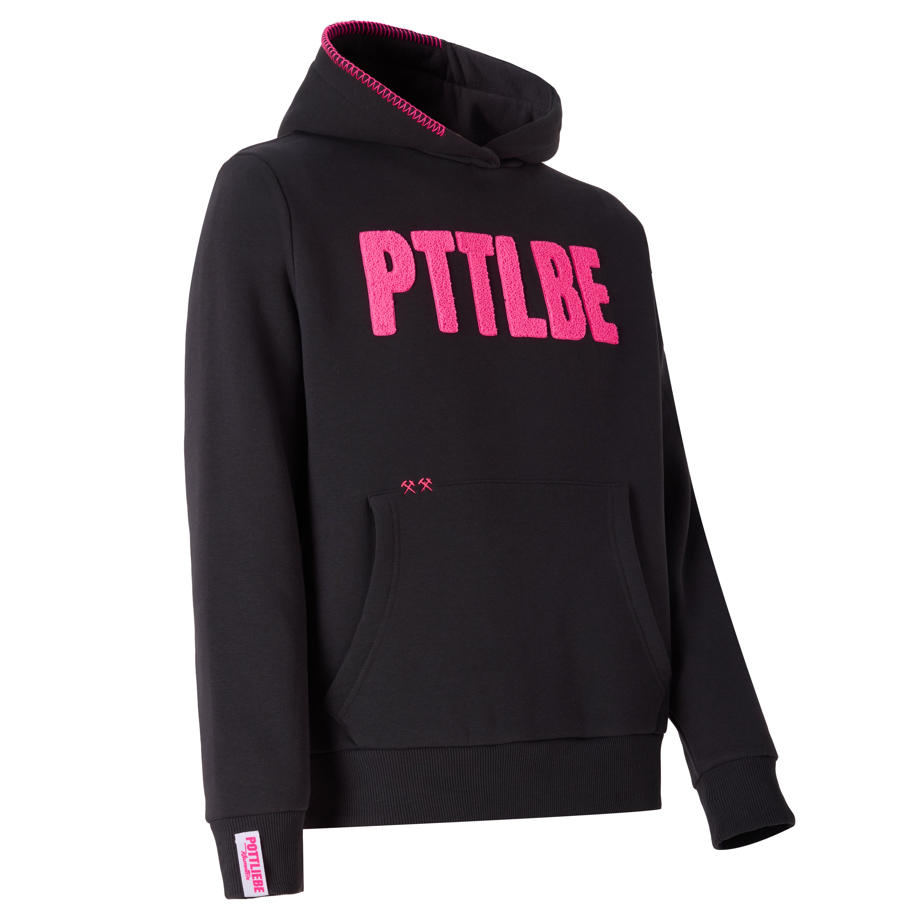 Hoodie "PTTLBE" Washedblack / Neon-Pink