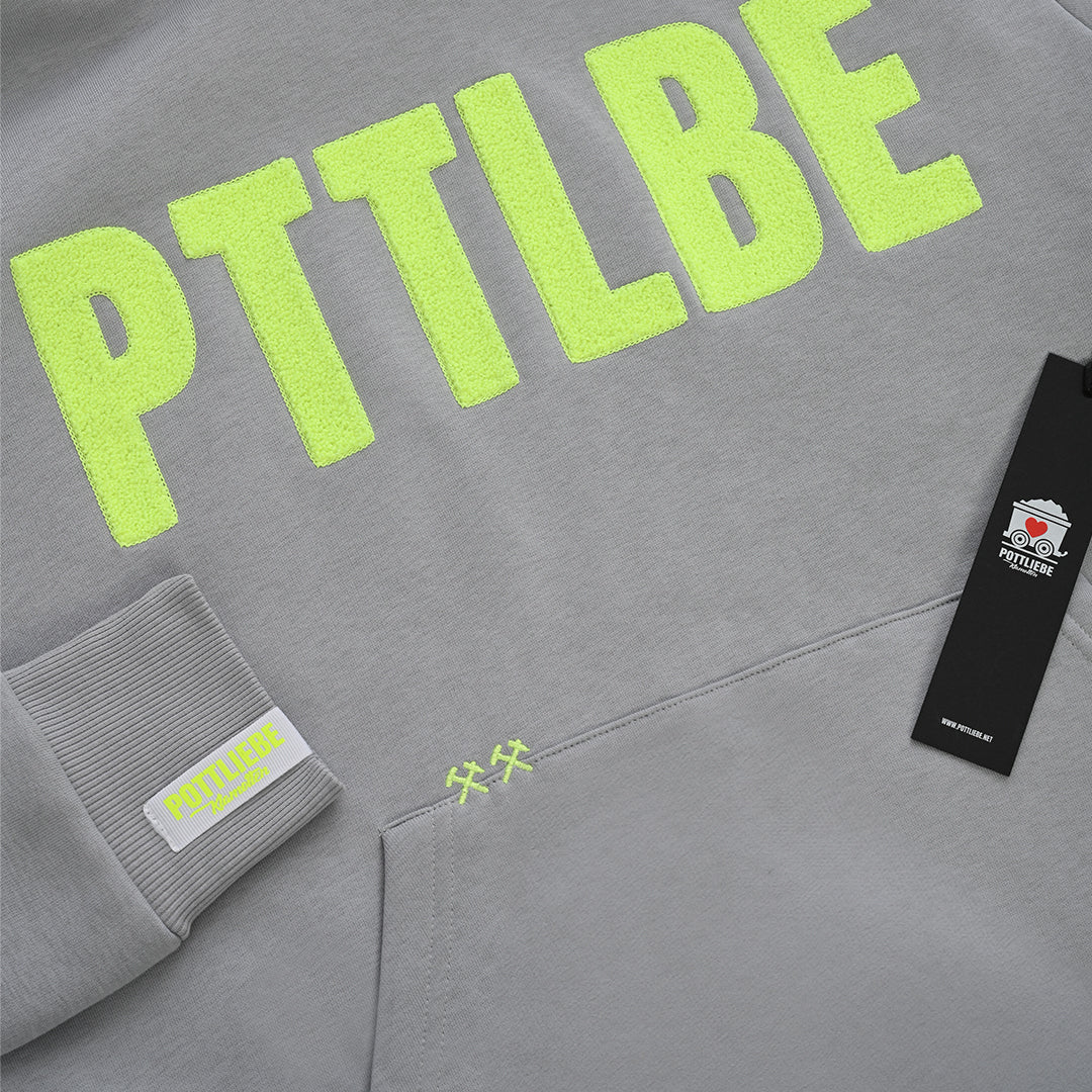 Hoodie "PTTLBE" Grau / Neon-Gelb