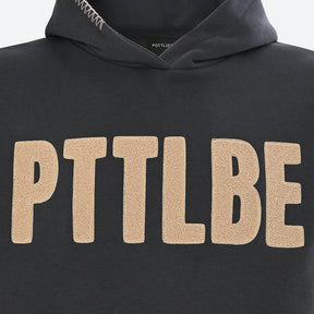 Hoodie "PTTLBE" Washedblack / Goldbeige