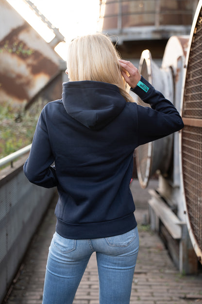 Hoodie "GLÜCK AUF" Navy / Türkis