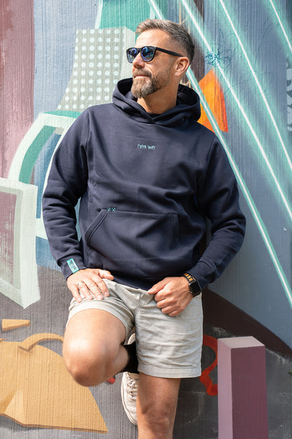 Hoodie "GLÜCK AUF" Navy / Türkis
