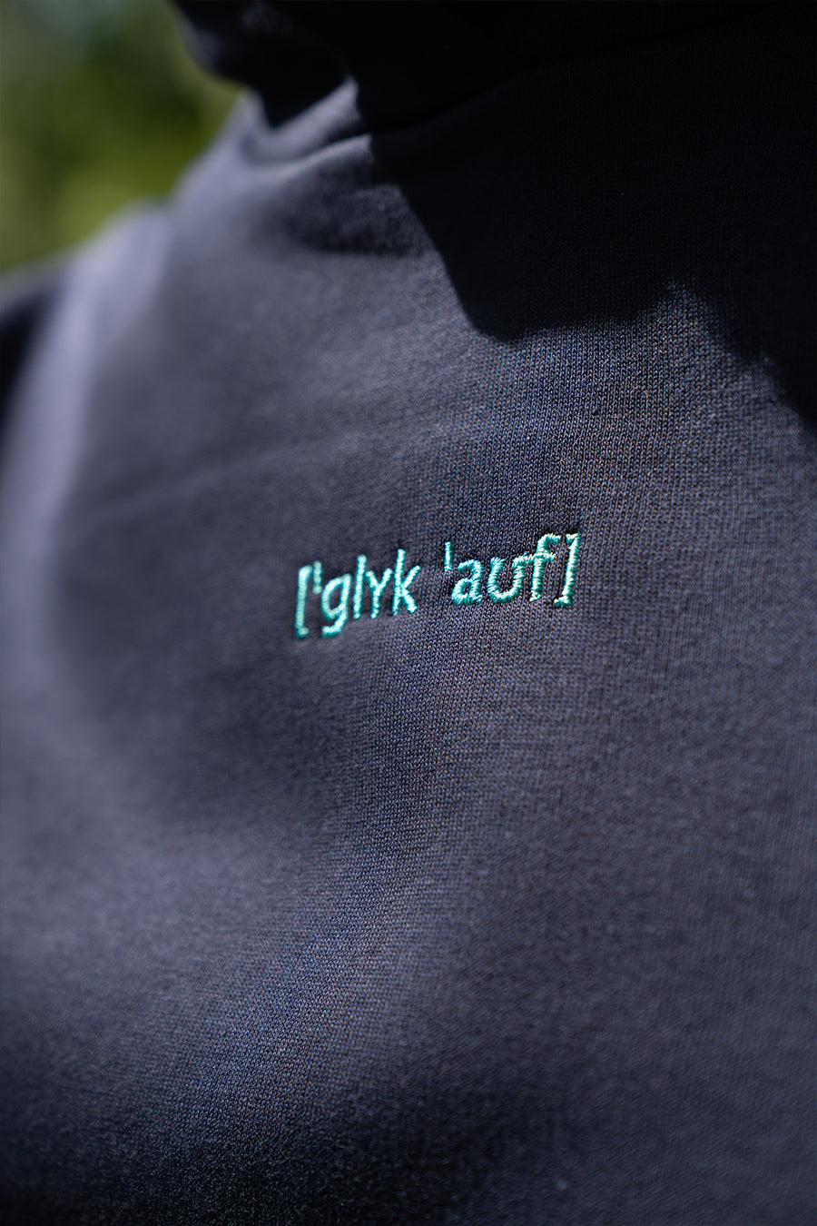 Hoodie "GLÜCK AUF" Navy / Türkis