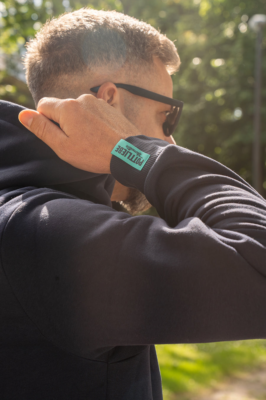 Hoodie "GLÜCK AUF" Navy / Türkis