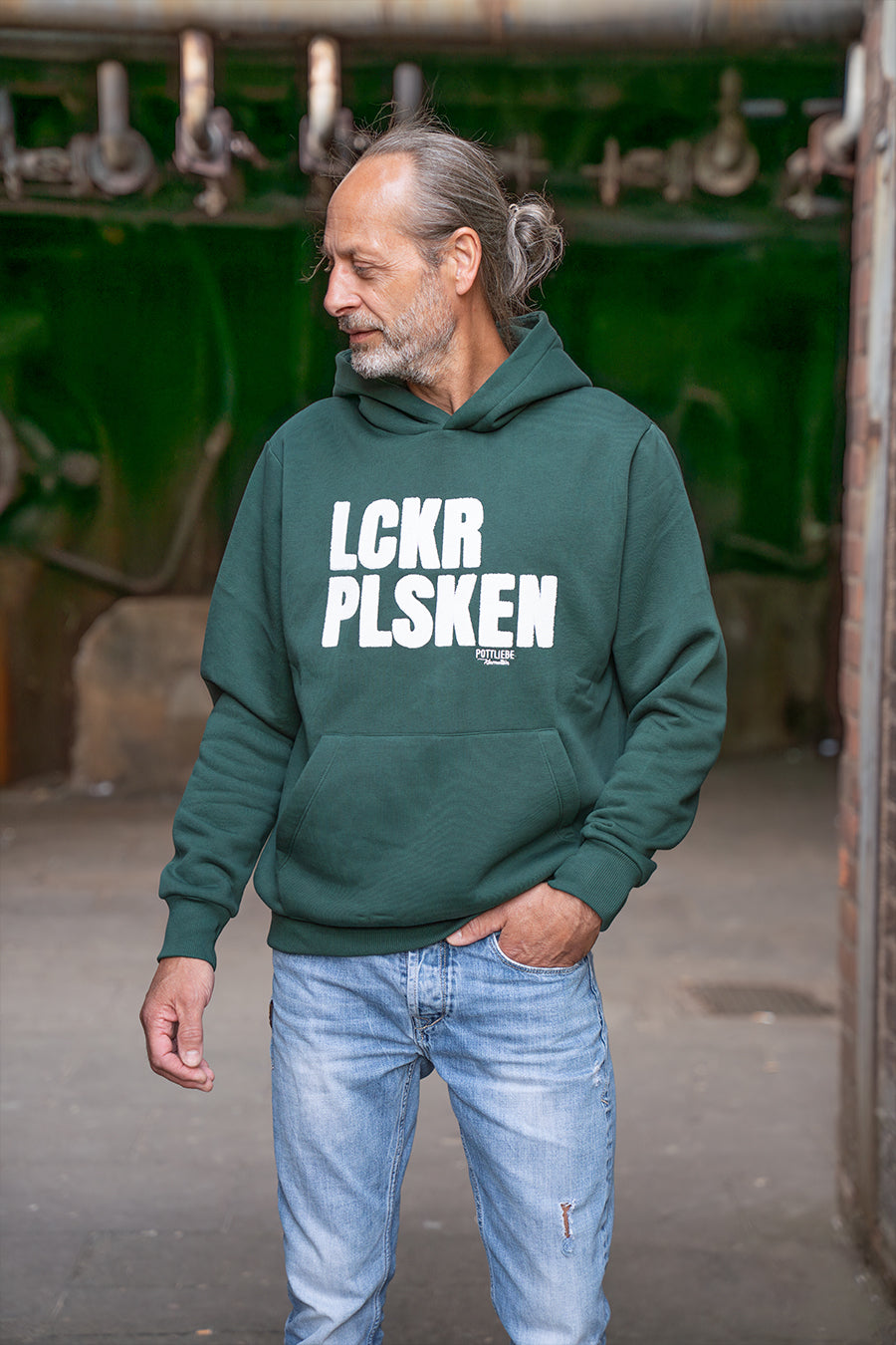 Hoodie "LCKR PLSKEN" Bottle Green