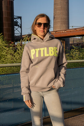 Hoodie "PTTLBE" Grey / Neon Yellow 
