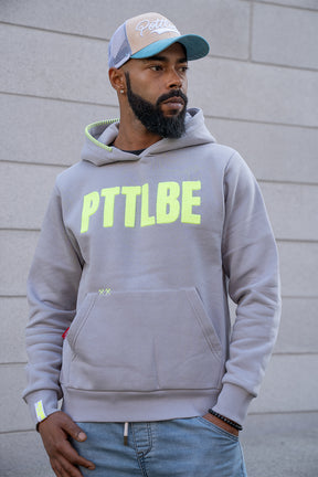 Hoodie "PTTLBE" Grey / Neon Yellow 