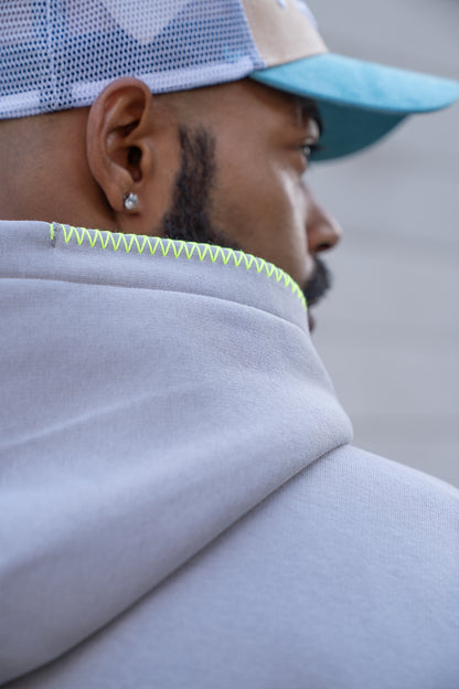 Hoodie "PTTLBE" Grau / Neon-Gelb