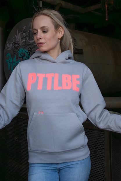 Hoodie "PTTLBE" Grau / Neon-Pink