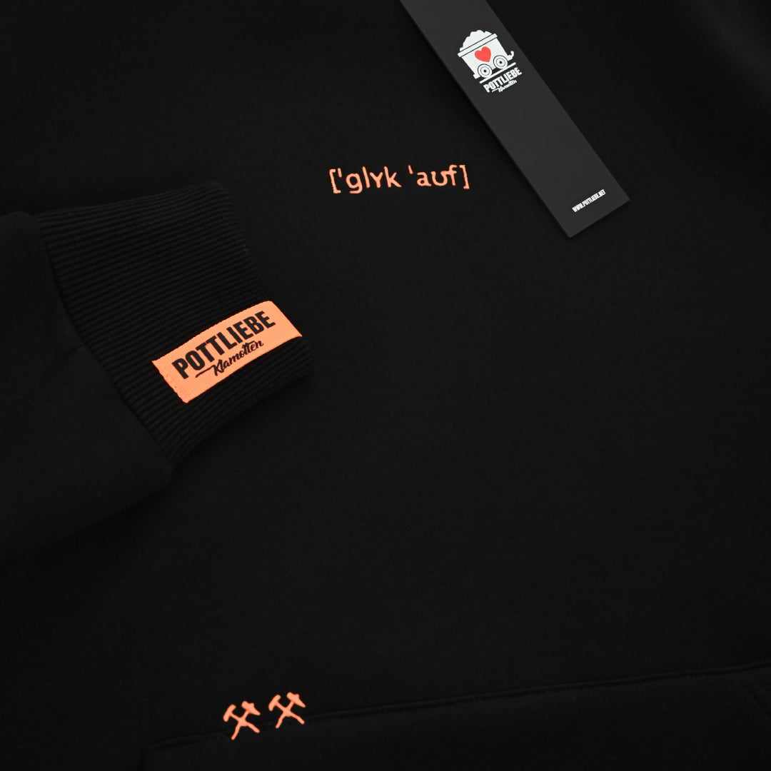 Hoodie "GKÜCK AUF" Black / Orange 