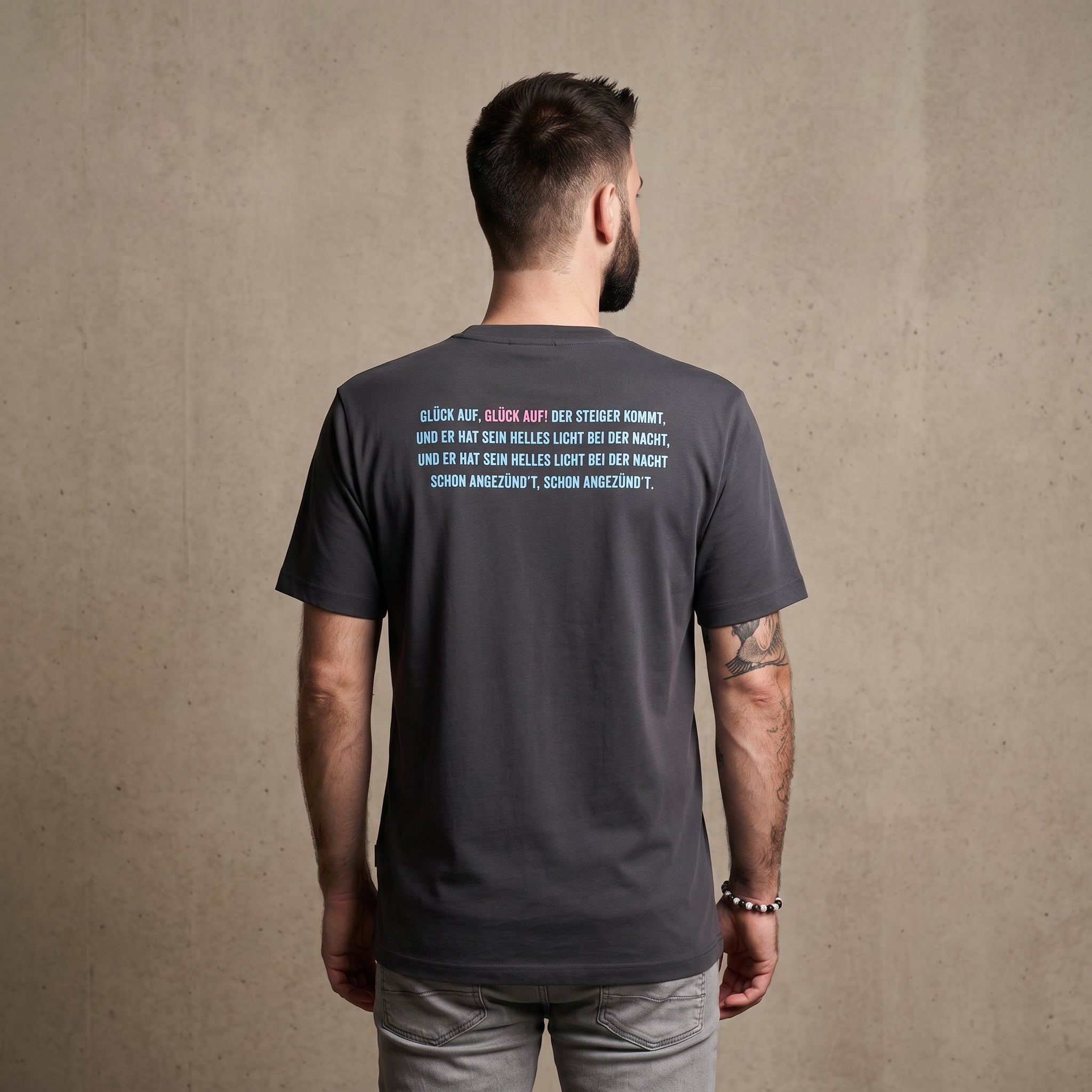 "GLÜCK AUF" Shirt washedblack / blau