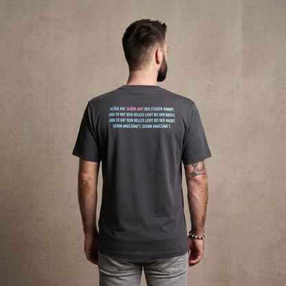 "GLÜCK AUF" Shirt washedblack / blau