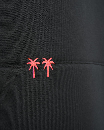 Sudadera con capucha negra lavada rosa!