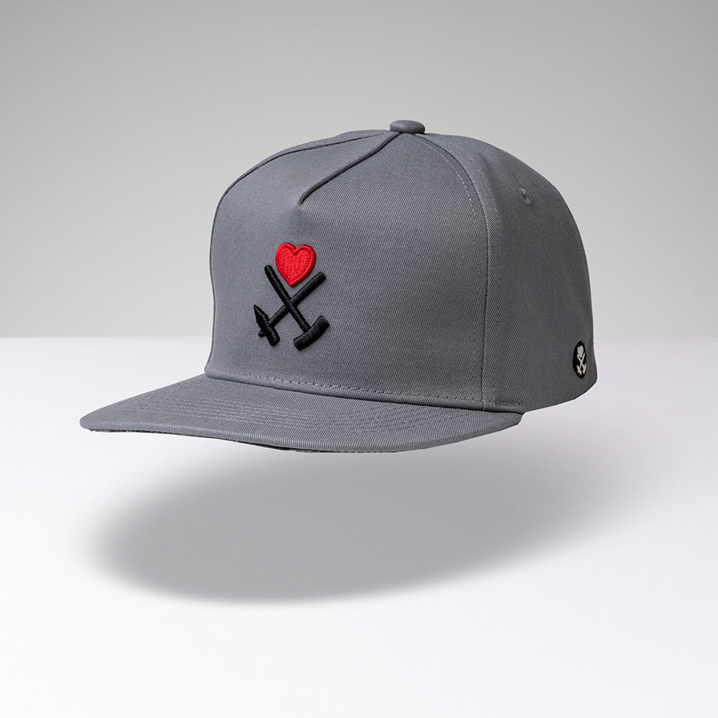 Charcoal &amp; Heart Snapback - Grey 
