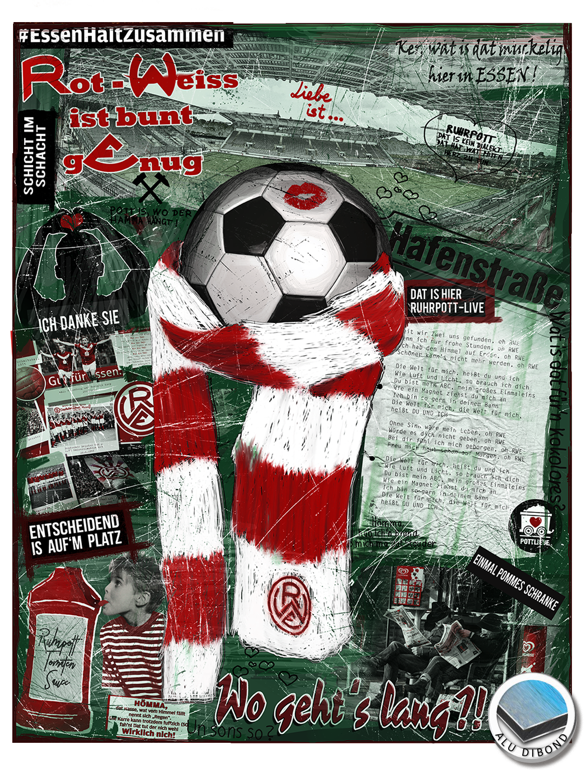 Pottliebe Rot-Weiss Essen - aluminio cepillado