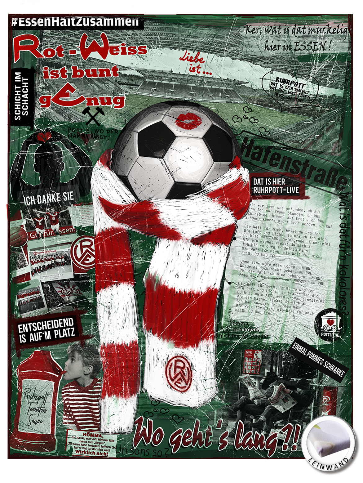 Pottliebe Rot-Weiss Essen - Canvas / Stretcher Frame