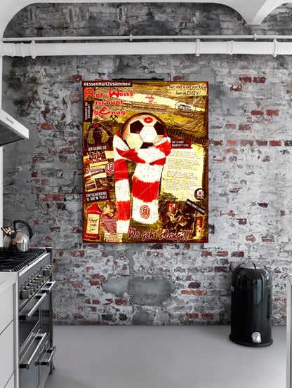 Pottliebe Rot-Weiss Essen vintage - Aluminium gebürstet