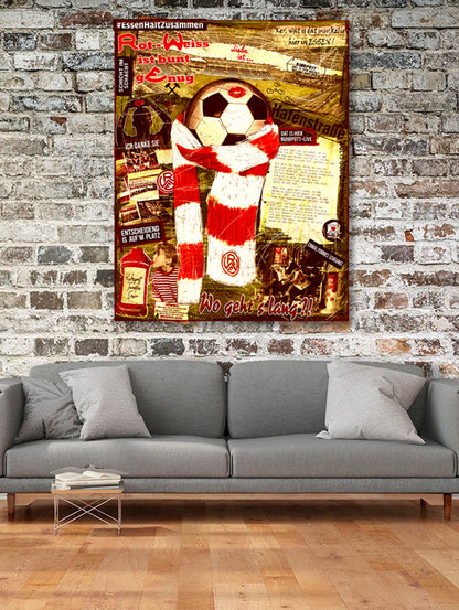 Pottliebe Rot-Weiss Essen vintage - Aluminium gebürstet