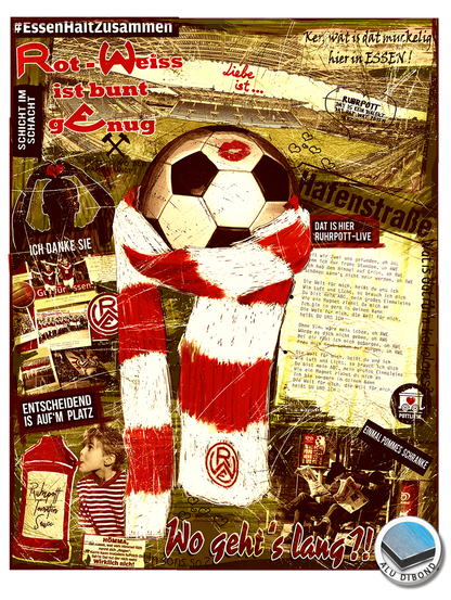Pottliebe Rot-Weiss Essen vintage - Aluminium gebürstet