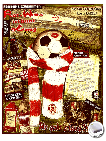 Pottliebe Rot-Weiss Essen vintage - Leinwand / Keilrahmen